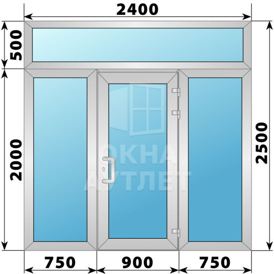 Теплая алюминиевая входная группа 2400×2500 ОА-66427