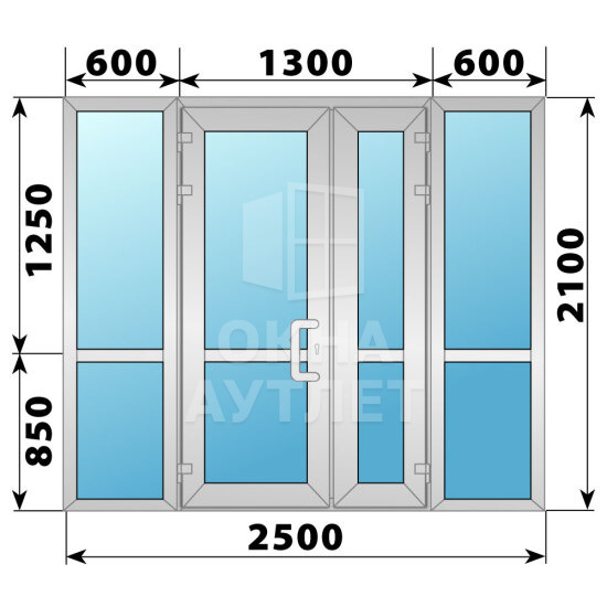 Теплая алюминиевая входная группа 2500×2100 ОА-66418