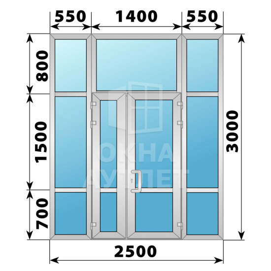 Теплая алюминиевая входная группа 2500×3000 ОА-64375