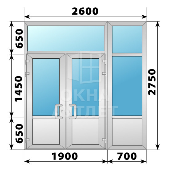 Теплая алюминиевая входная группа 2600×2750 ОА-66451