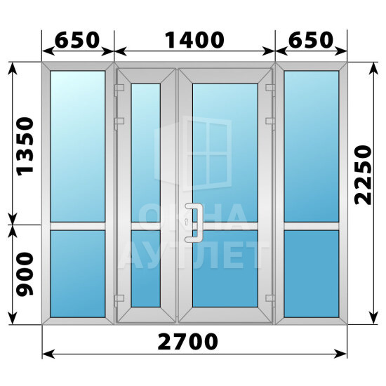 Теплая алюминиевая входная группа 2700×2250 ОА-64039