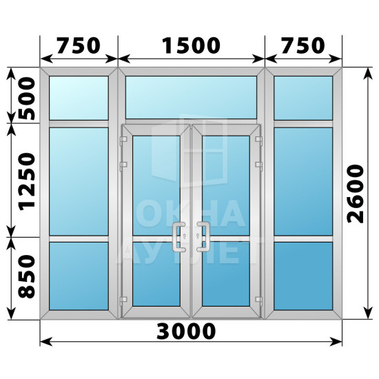 Теплая алюминиевая входная группа 3000×2600 ОА-64045