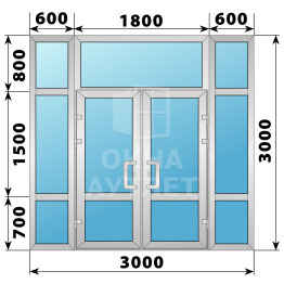 Теплая алюминиевая входная группа 3000×3000 ОА-66487