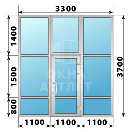 Теплая алюминиевая входная группа 3300×3700 ОА-64051