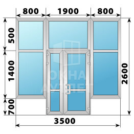 Теплая алюминиевая входная группа 3700×3300 ОА-66520