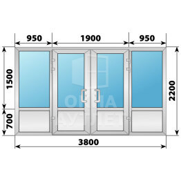 Теплая алюминиевая входная группа 3800×2200 №2 ОА-66472