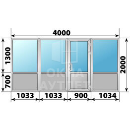Теплая алюминиевая входная группа 4000×2000 ОА-64042