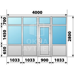 Теплая алюминиевая входная группа 4000×2800 №2 ОА-66499