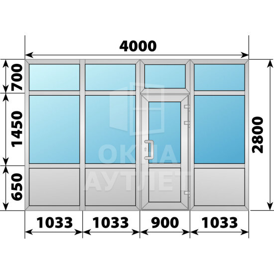 Теплая алюминиевая входная группа 4000×2800 №2 ОА-66499