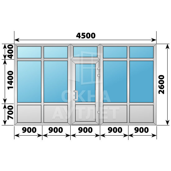 Теплая алюминиевая входная группа 4500×2600 ОА-66505