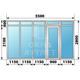 Теплая алюминиевая входная группа 5500×2800 ОА-66535