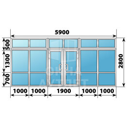 Теплая алюминиевая входная группа 5900×2500 ОА-64057