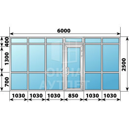 Теплая алюминиевая входная группа 6000×2500 №2 ОА-66532