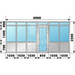 Теплая алюминиевая входная группа 6000×2500 ОА-66529