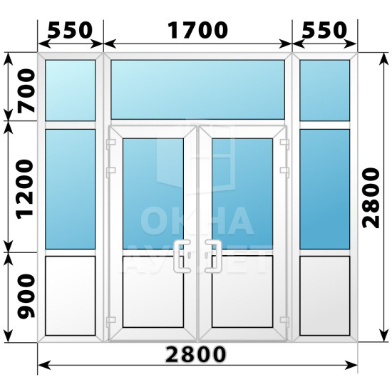 Теплая пластиковая входная группа 2800×2800 №2 ОА-63742