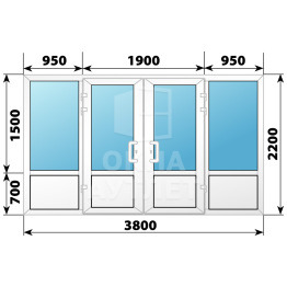 Теплая пластиковая входная группа 3800×2200 №2 ОА-63640
