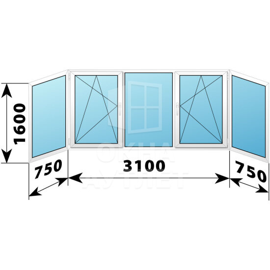 Теплое пластиковое остекление балкона в хрущевке 4600×1600 №2 ОА-55546