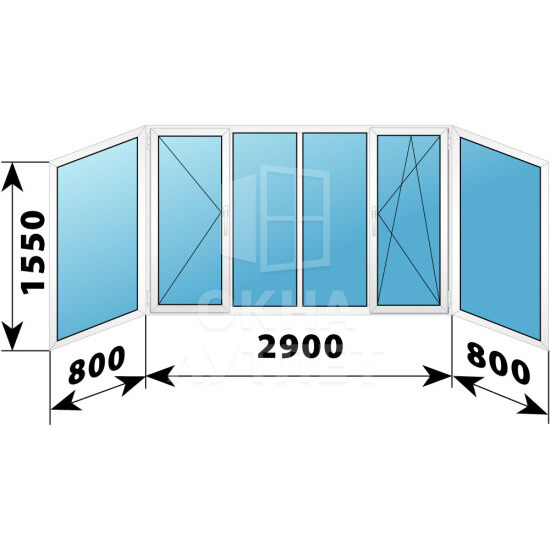 Теплое пластиковое остекление балкона КОПЭ 4500×1550 №2 ОА-55657