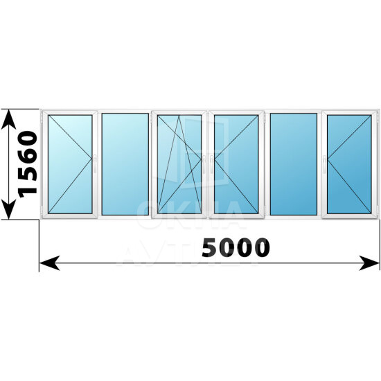 Теплое пластиковое остекление балкона Башня Вулыха 5000×1560 №3 ОА-55651