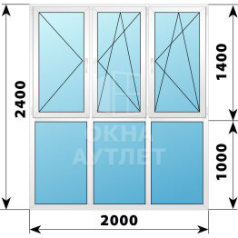 Теплое пластиковое панорамное остекление 2000×2400 №2 ОА-43757