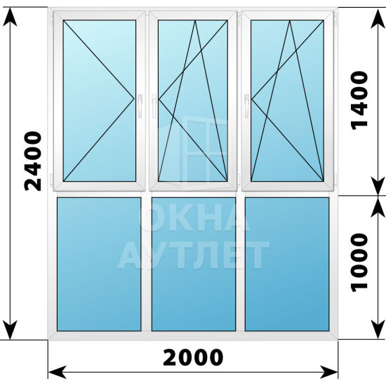 Теплое пластиковое панорамное остекление 2000×2400 №2 ОА-43757