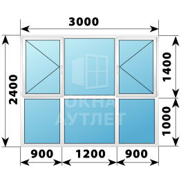 Теплое пластиковое панорамное остекление 3000×2400 №2 ОА-43743