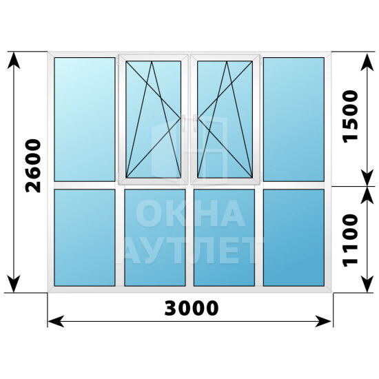 Теплое пластиковое панорамное остекление 3000×2600 ОА-43707