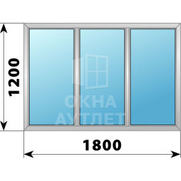 Трехстворчатое алюминиевое окно 1800×1200 Г-Г-Г ОА-51554