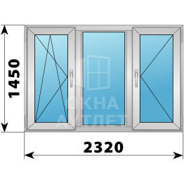 Трехстворчатое алюминиевое окно 2320×1450 ПO-Г-П ОА-51932