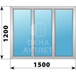 Трехстворчатое деревянно-алюминиевое окно 1500×1200 Г-Г-Г ОА-46188