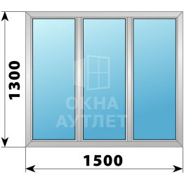 Трехстворчатое деревянно-алюминиевое окно 1500×1300 Г-Г-Г ОА-50048