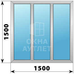 Трехстворчатое деревянно-алюминиевое окно 1500×1500 Г-Г-Г ОА-46704