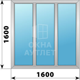 Трехстворчатое деревянно-алюминиевое окно 1600×1600 Г-Г-Г ОА-46974