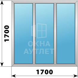 Трехстворчатое деревянно-алюминиевое окно 1700×1700 Г-Г-Г ОА-47250