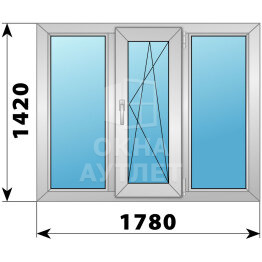 Трехстворчатое деревянно-алюминиевое окно 1780×1420 Г-ПО-Г ОА-47361