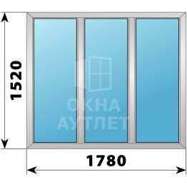 Трехстворчатое деревянно-алюминиевое окно 1780×1520 Г-Г-Г ОА-50432