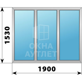 Трехстворчатое деревянно-алюминиевое окно 1900×1530 Г-Г-Г ОА-47187