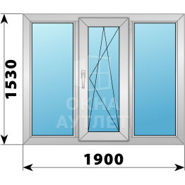 Трехстворчатое деревянно-алюминиевое окно 1900×1530 Г-ПО-Г ОА-50840