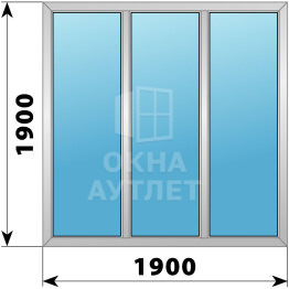 Трехстворчатое деревянно-алюминиевое окно 1900×1900 Г-Г-Г ОА-50903