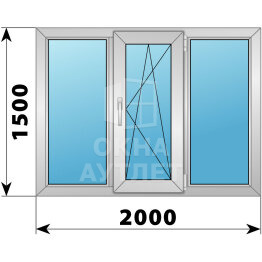 Трехстворчатое деревянно-алюминиевое окно 2000×1500 Г-ПО-Г ОА-47691