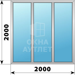 Трехстворчатое деревянно-алюминиевое окно 2000×2000 Г-Г-Г ОА-47922