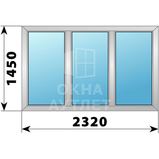 Трехстворчатое деревянно-алюминиевое окно 2320×1450 Г-Г-Г ОА-47463