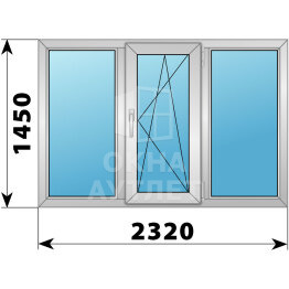 Трехстворчатое деревянно-алюминиевое окно 2320×1450 Г-ПО-Г ОА-47868
