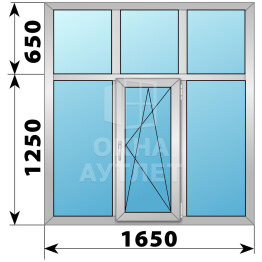 Трехстворчатое деревянно-алюминиевое окно с глухой фрамугой 1650×1900 Г-ПО-Г ОА-51182