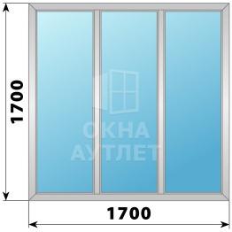 Трехстворчатое глухое алюминиевое окно Г-Г-Г 1700×1700 ОА-34148