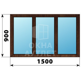 Трехстворчатое глухое деревянное окно из дуба Г-Г-Г 1500×900 ОА-35807