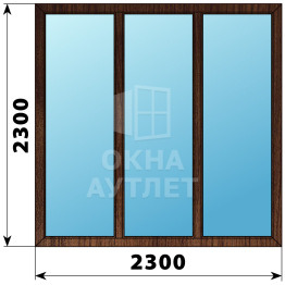 Трехстворчатое глухое деревянное окно из дуба Г-Г-Г 2300×2300 ОА-37904