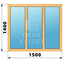 Трехстворчатое глухое деревянное окно из сосны Г-Г-Г 1500×1400 ОА-35387