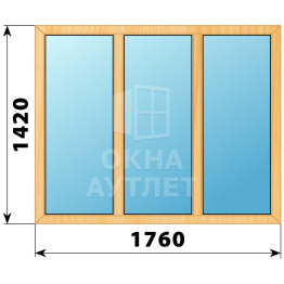 Трехстворчатое глухое деревянное окно из сосны Г-Г-Г 1760×1420 ОА-35672