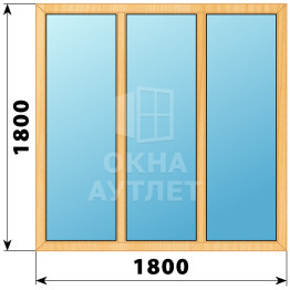 Трехстворчатое глухое деревянное окно из сосны Г-Г-Г 1800×1800 ОА-36179